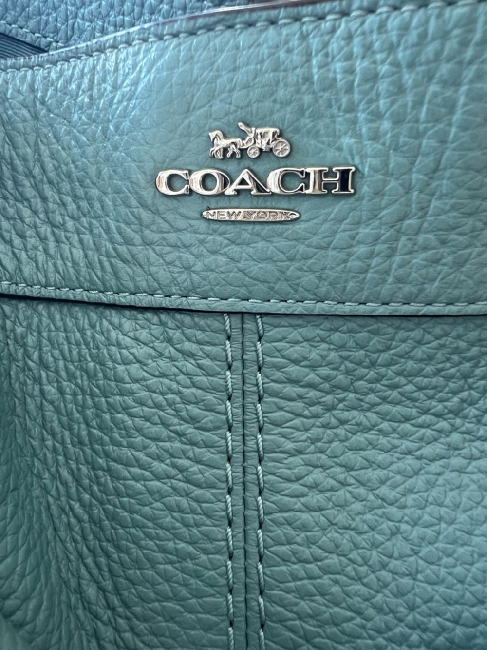 Coach Pebble Leather Shoulder Bag Blue with Shoulder and Crossbody straps - Picture 2 of 12